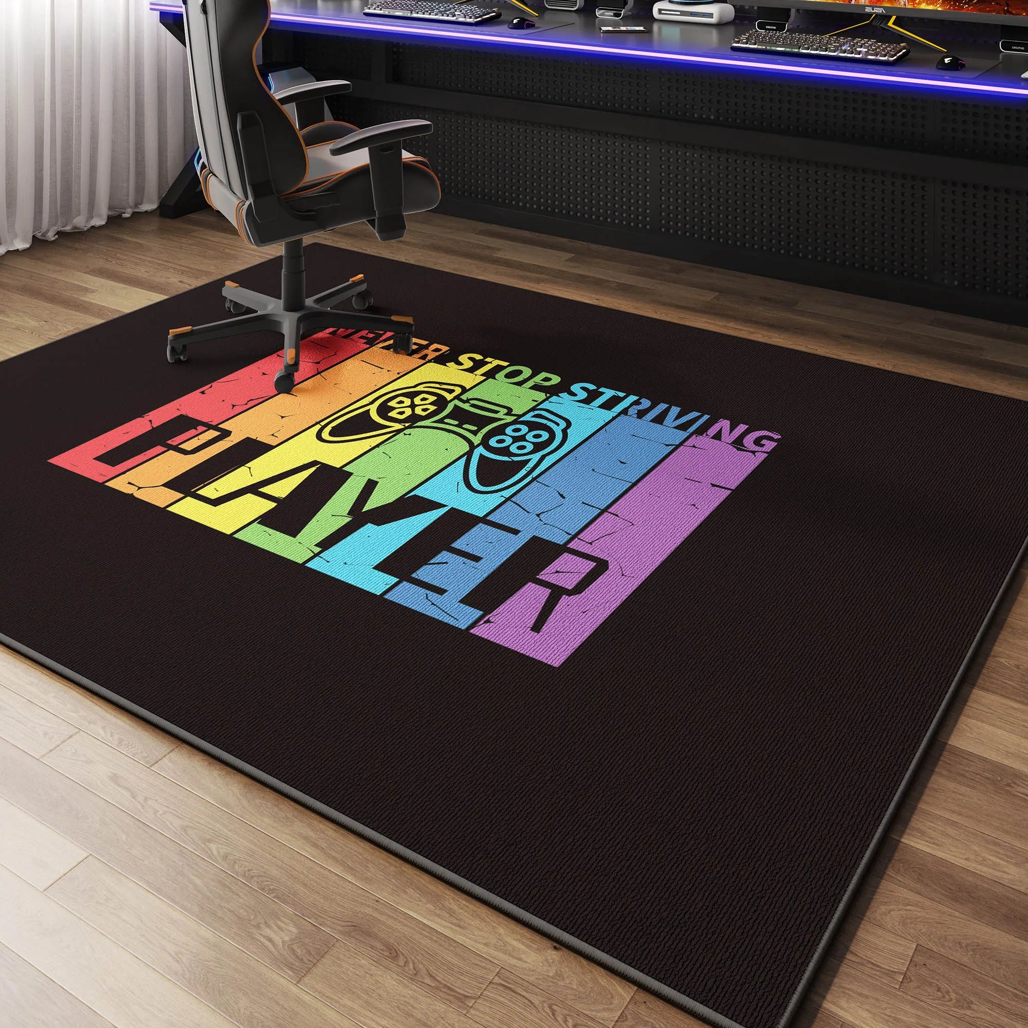 VIKAMA Luxury Casual Gaming Room Carpet Quiet Bedroom Office Chair Floor Mat Anti-Slip Male Dormitory Carpet Home Decoration