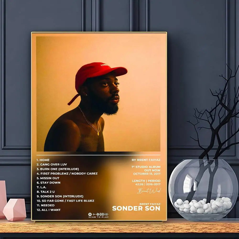 Singer B-Brent F-Faiyaz Icon Poster HD Art Sticky Wall Waterproof Home Living Room Bar Decoration
