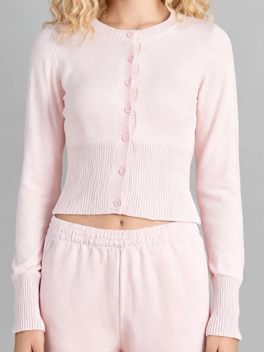 Pink Twist Cotton Long Sleeve Knitted Cardigan Women Simple Button Casual Preppy Style Jumper Sweet Cute Simple Sweater Top New