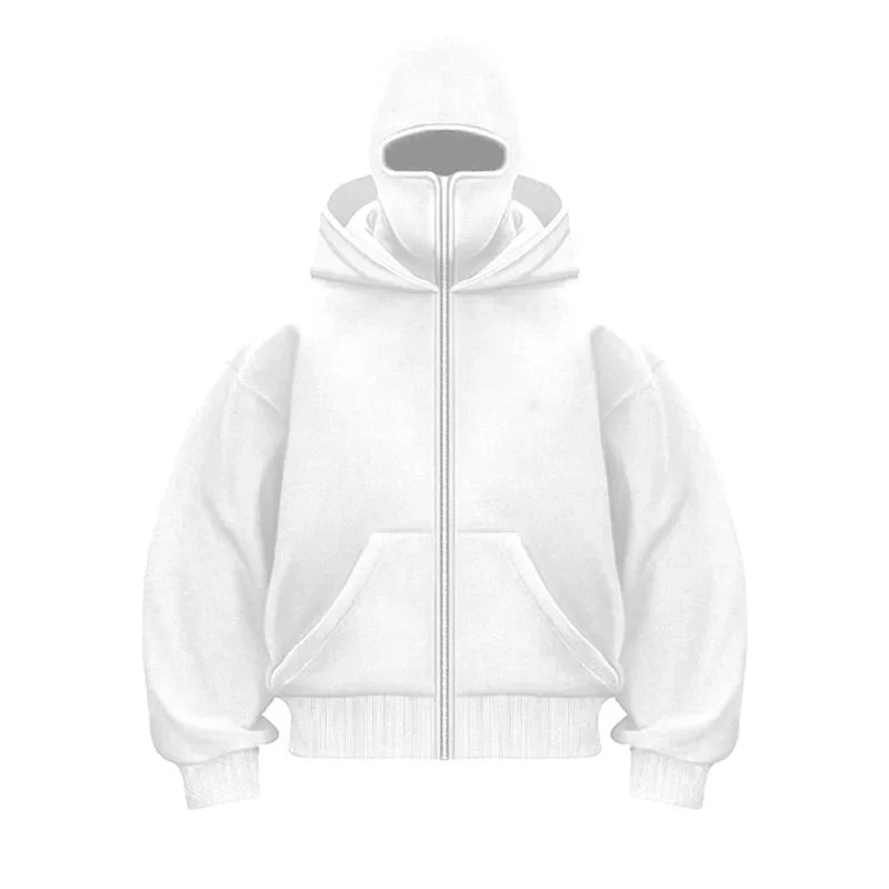 Plain Design Hooded Zip Up Sweatshirt for Men Women Autumn Winter Ins Style Couple Matching