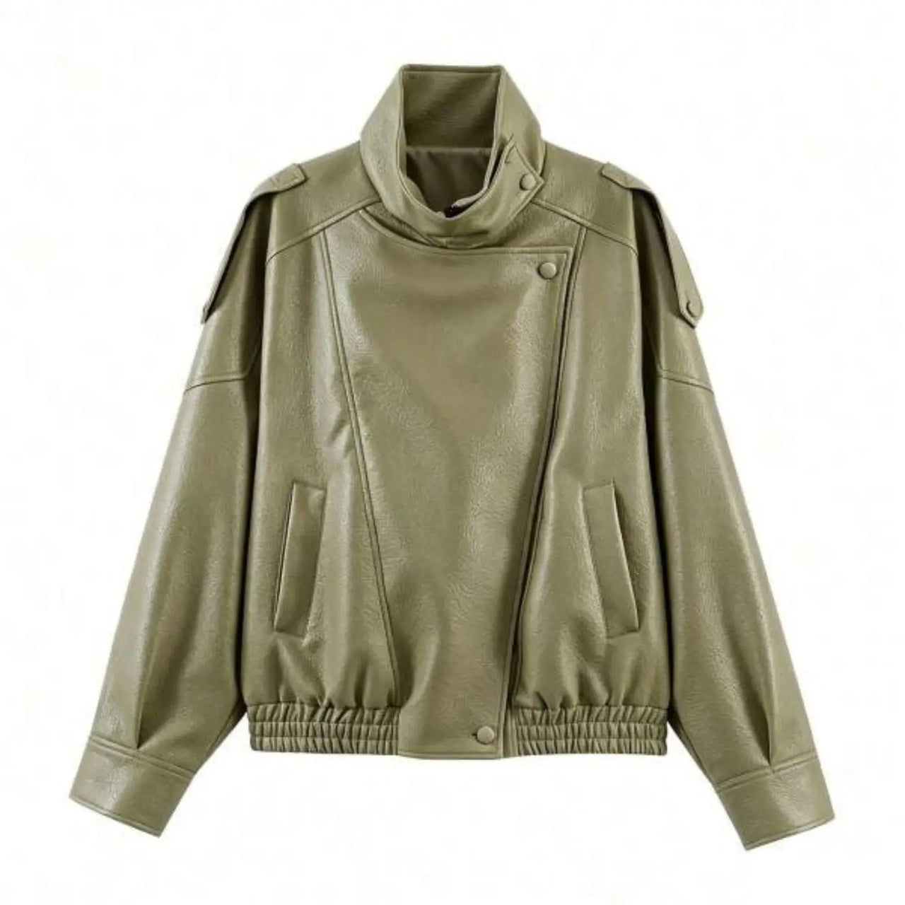 HH Women Autumn Elegant Street Style Coats Woman Asymmetric Button Pocket Long Sleeves Black Loose Zipper Slim Jackets