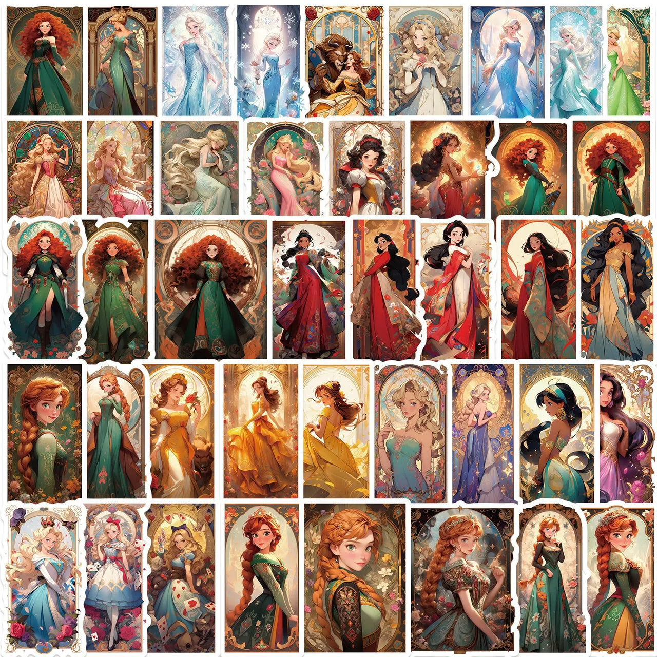 50/100PCS Cartoon Princess Card Graffiti Stickers Personalized Decoration Guitar Notebook Luggage DIY Waterproof Stickers