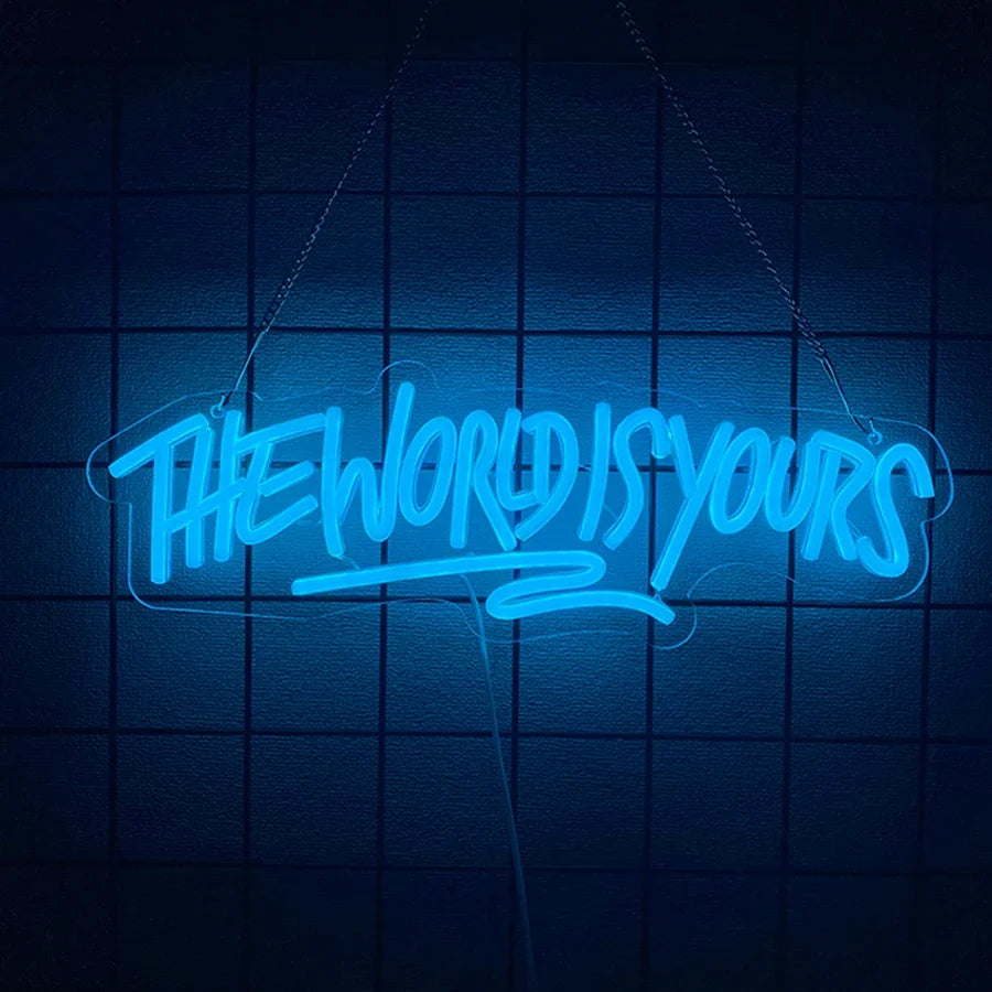 The World Is Yours Neon Sign, Led Letter Icon, Usb Powered, Used For Room, Home, Valentine'S Day Date, Wedding Background Decor.