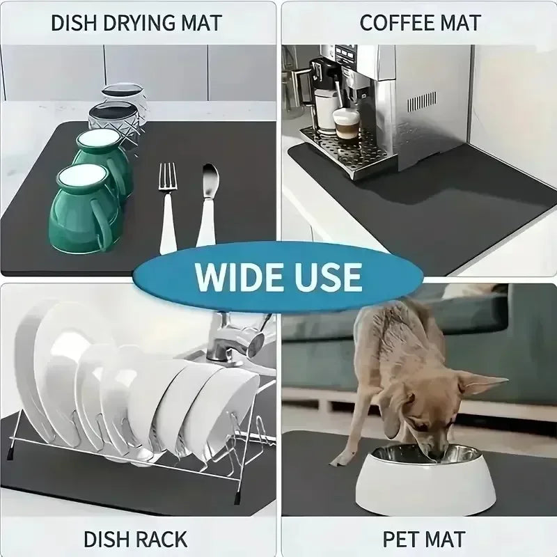 VIKAMA Coffee Machine Absorbent Mat Water and Oil Absorbent Kitchen Dish Drainer Quick-Drying Absorbent Mat Dish Mat Home Decor