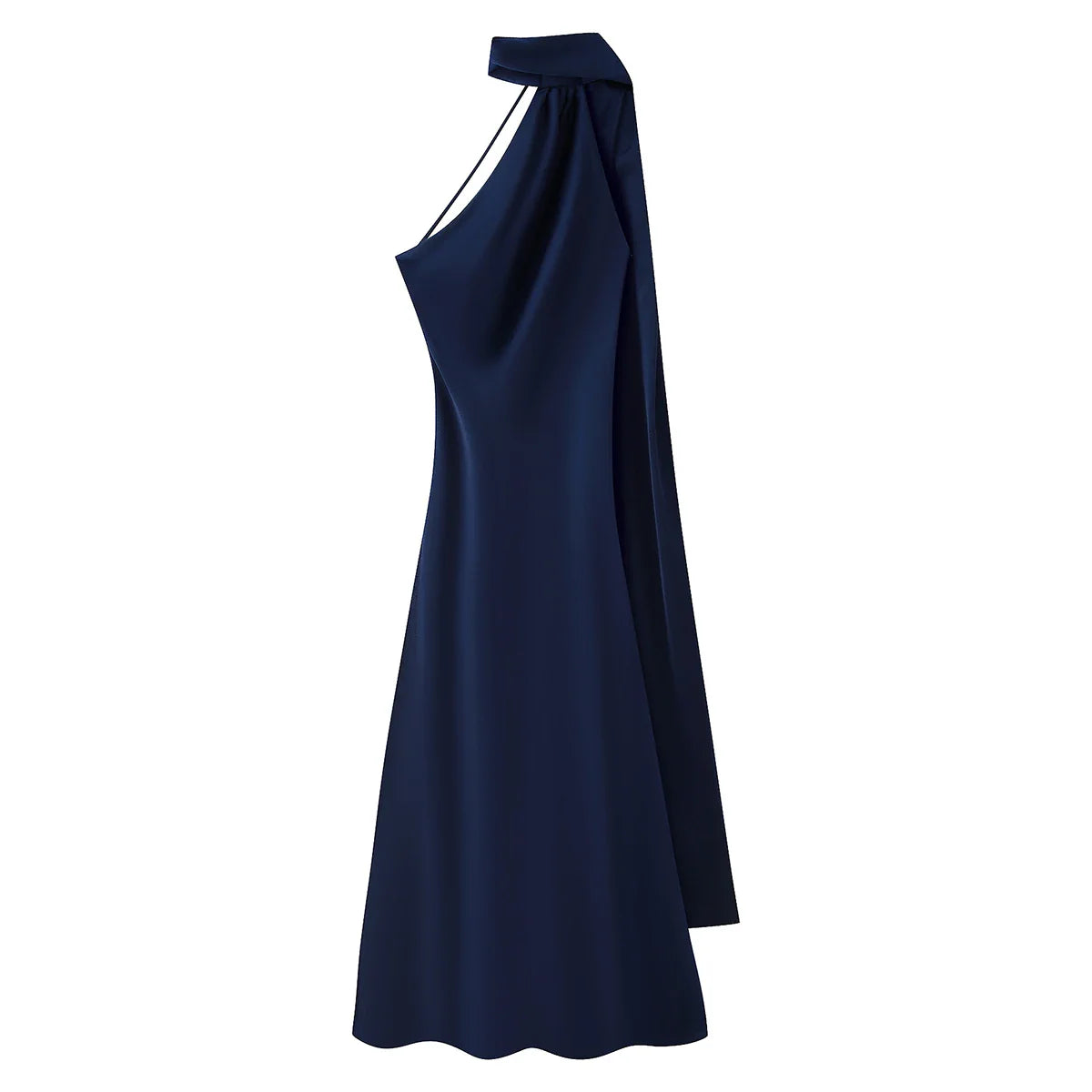 Elegant Women's Ribbon Long Satin Party Dress Halter Backless Sleeveless Female Dresses 2026 Summer Lady Solid Evening Gowns