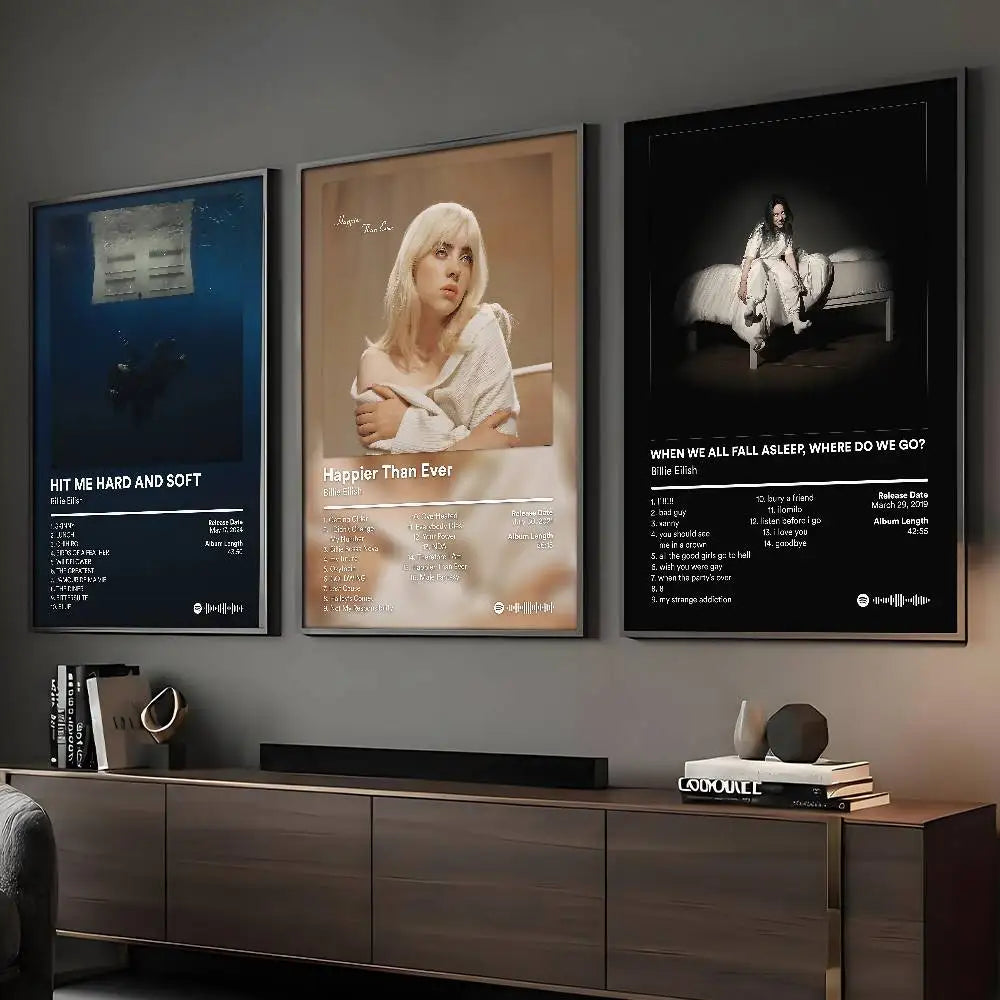 Singer E-Eilish HOT ALBUM Poster HD Art Sticky Wall Waterproof Home Living Room Bar Decoration