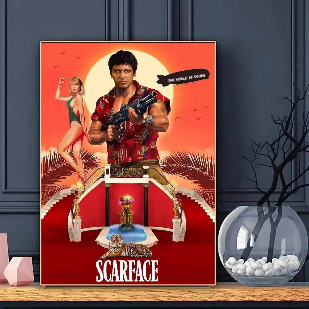 Movie S-ScarfaceS Poster HD Art Sticky Wall Waterproof Home Living Room Bar Decoration