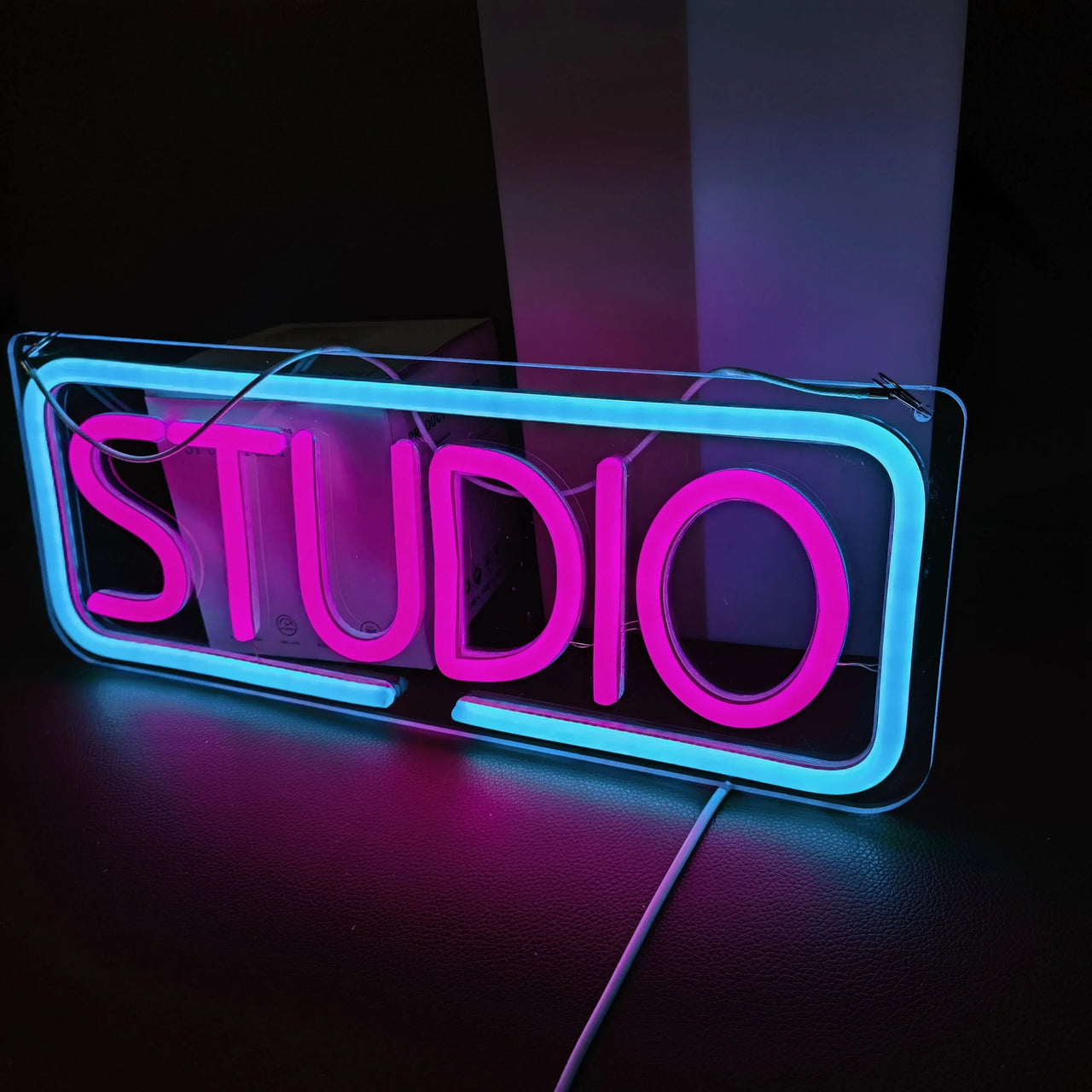 Studio Neon Sign Pink Blue LED Wall Art for Music Photo Studio Home Bar Cafe Decor Creative Business Lighting Vibrant Ambiance