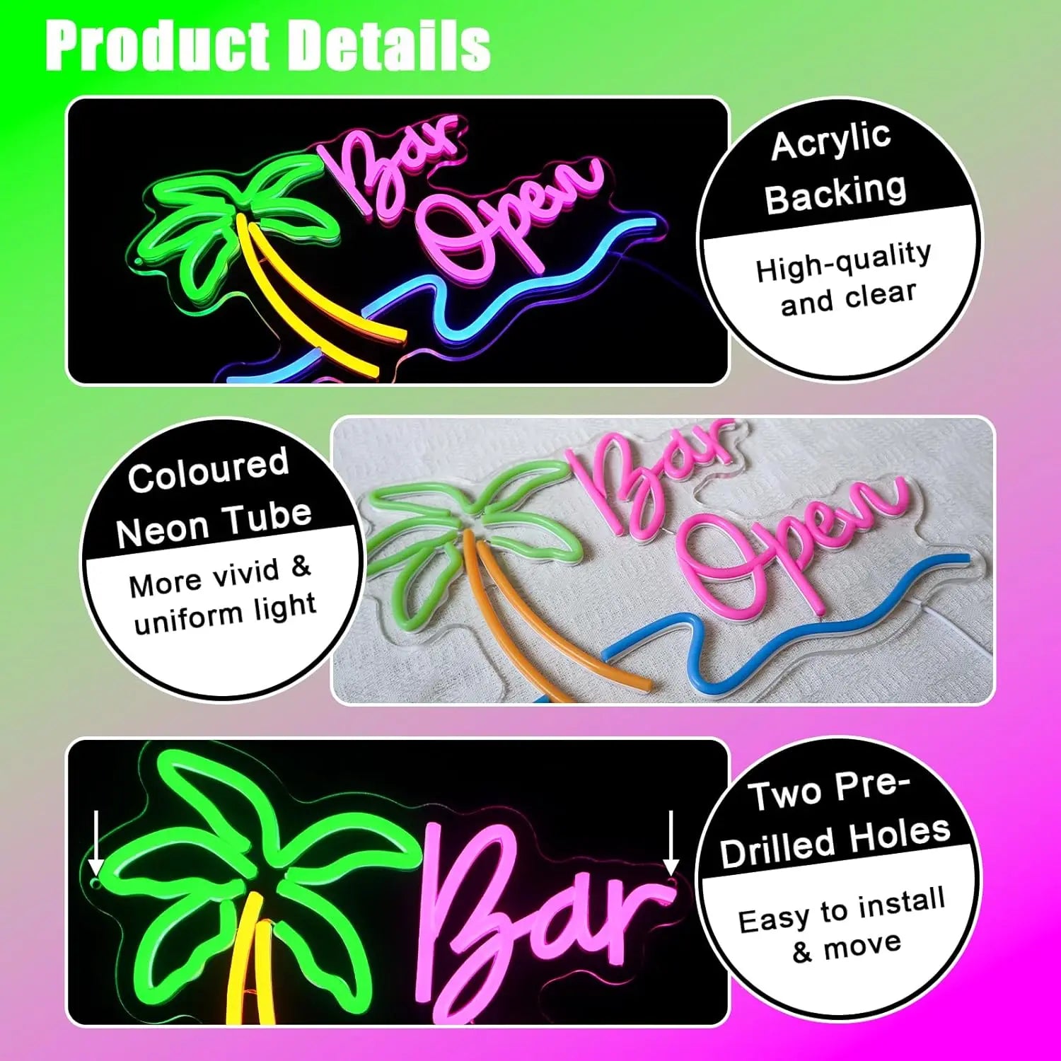 Bar Open Neon Sign LED Neon Light Sign USB Powered for Wall Decor Game Room Man Cave Club Bar Birthday Halloween Party Gifts