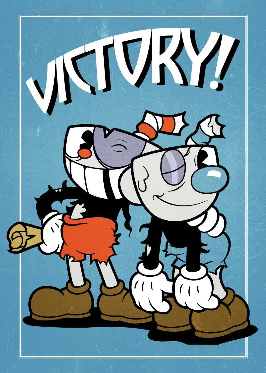 Classic Retro Wall Art Game Anime Cuphead Cartoon Characters HD Canvas Printed Poster Home Living Room Bedroom Decoration