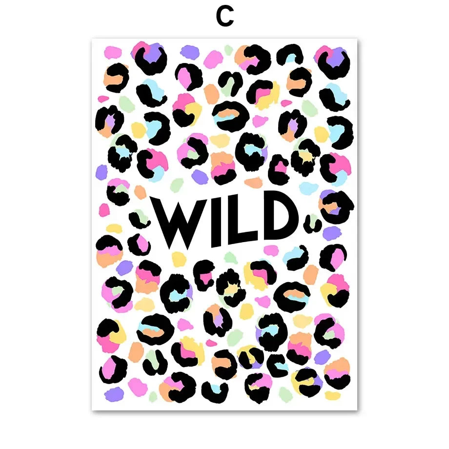 Wild Leopard Tiger Rainbow Girl Power Lips Vase Flower Wall Art Canvas Painting Nordic Poster Wall Picture For Living Room Decor
