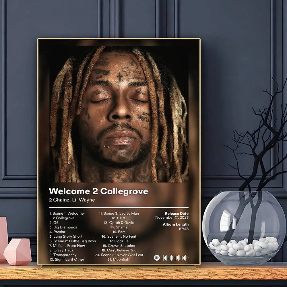 Rapper Lil Wayne Poster Sticky Wall Art Printing Waterproof Home Living Bed Room Bar Aesthetic Decor