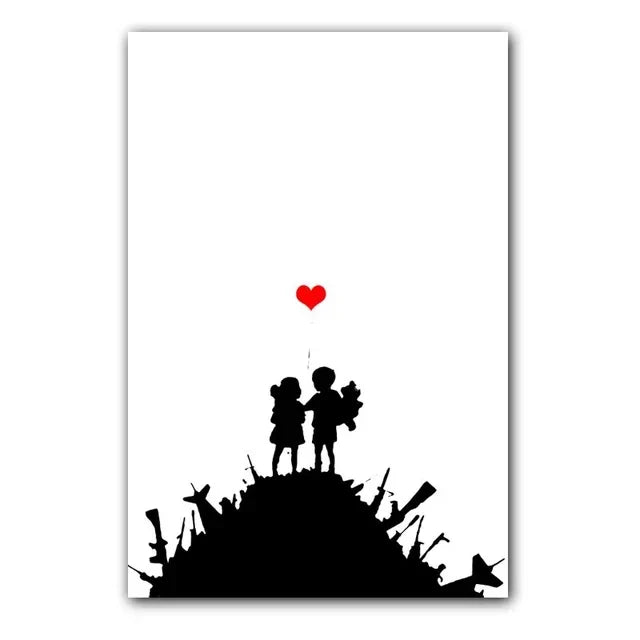 Girl and Red Balloon Banksy Art Nordic Characters Canvas Painting  Mural  Poster Living Room Bedroom Bar Home Decoration