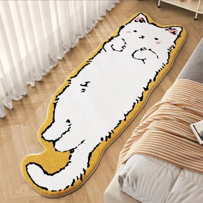 VIKAMA Cartoon Cat Rug - Warm Fuzzy Floor Mat for Living Room, Bedroom, Bedside, Children's Room - Comfortable Home Decor