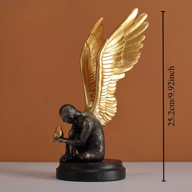 Angel Wings Model Statue Golden Silver Resin Creative Modern Abstract Sculpture Home Decor Living Room Decoration Office Decor
