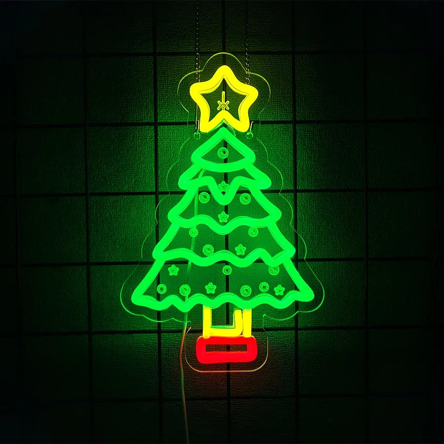 Christmas Series Neon Signs, Bells And Gingerbread Man Icons, Powered By Usb, Used For Room, Bar And Theme Party Art Decor.