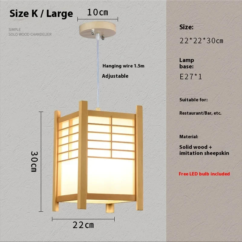 Solid Wooden Pendant Light For Livingroom Dining Room Kitchen Homestay Japan Style Suspension Hanging Lamp Art Decoration E27