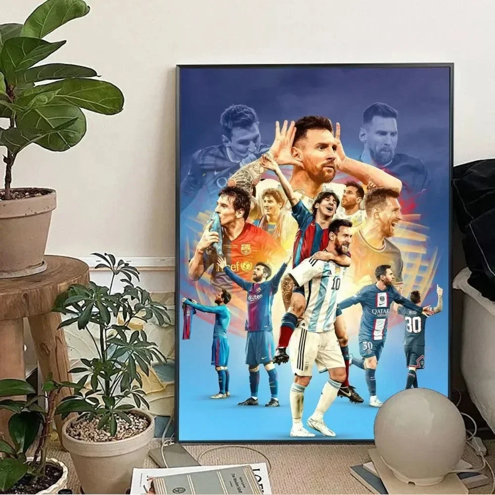 Classic, Sports - Rionel Messi - Football, Wall Art, Canvas Print Poster, Home Living Room Bedroom Decor, Stadium Wall Art