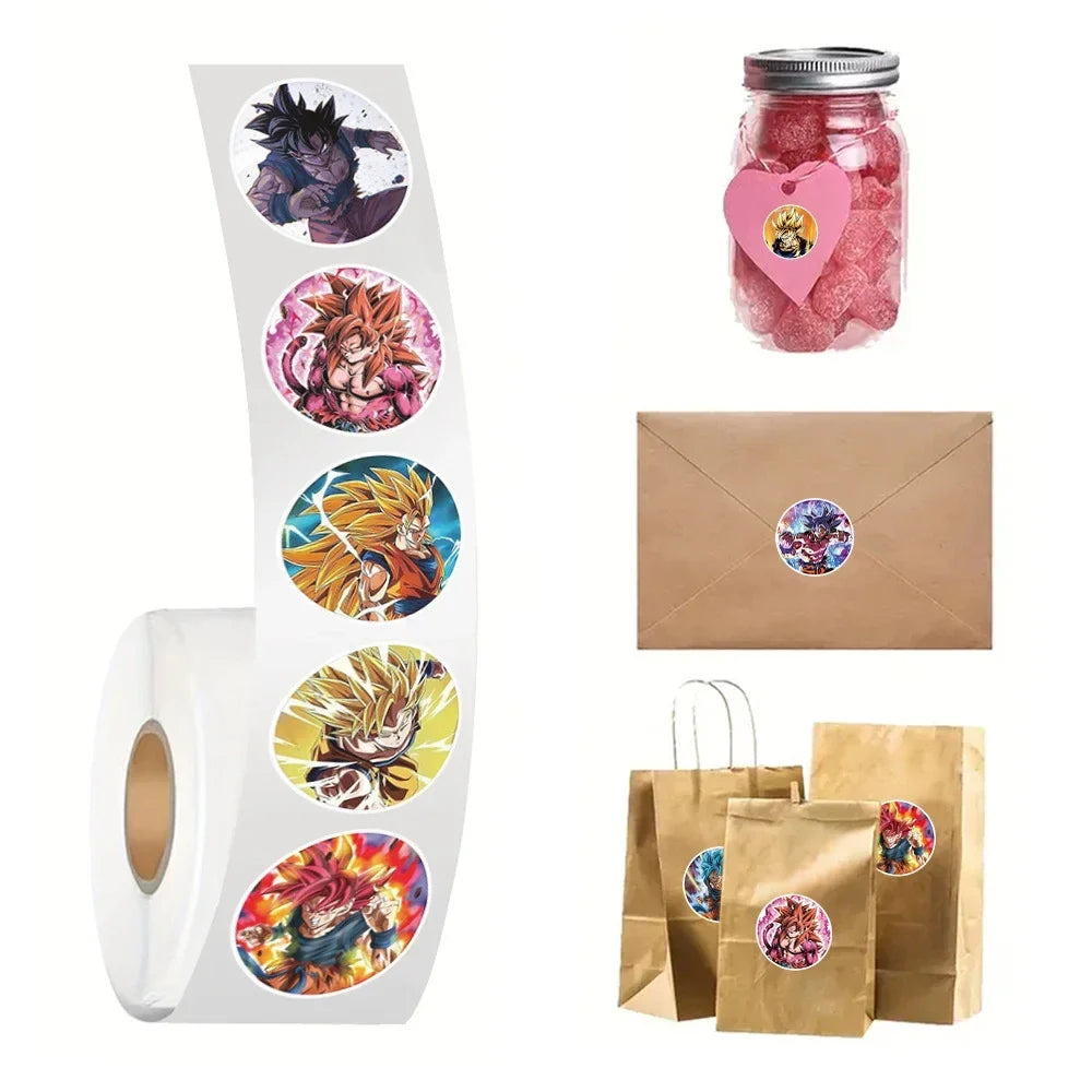 500pcs Anime Dragon Ball Sealing Stickers Guko Cute Cartoon Anime Stickers Round Diy Decor Album Diary Label Graffiti Sticker
