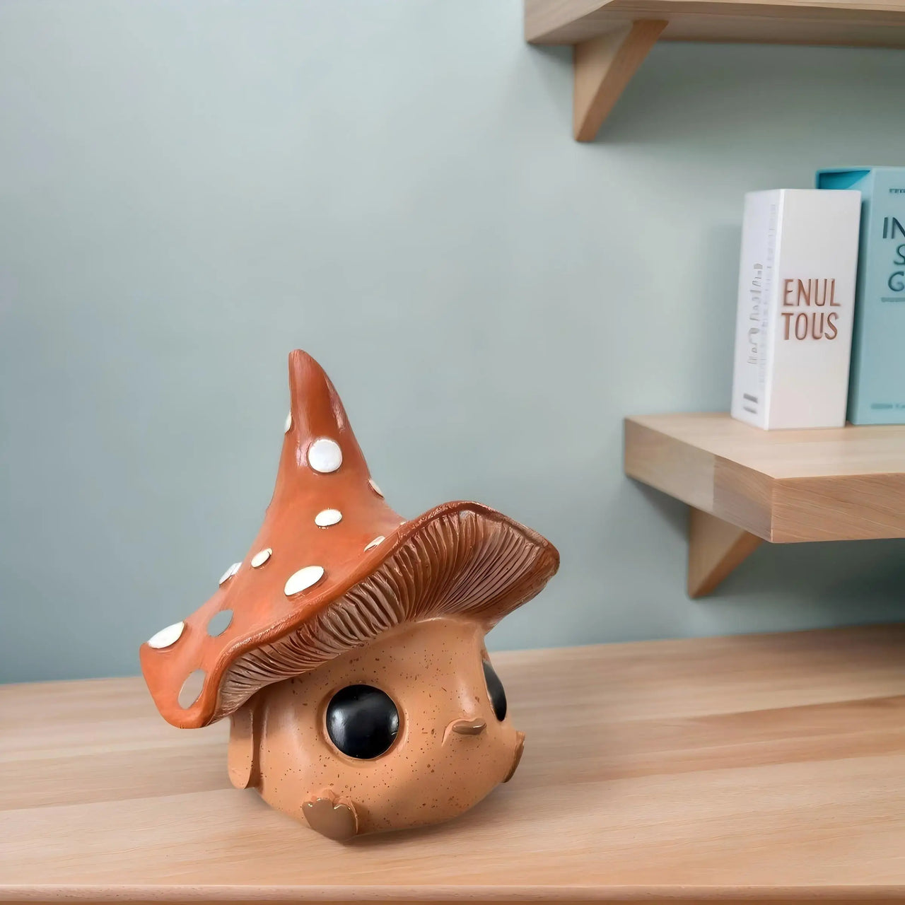 Charming and Adorable Mushroom Elf Statue, with Wide Open Eyes and a Pouty Mouth, Suitable for Home and Office Decoration, a Great Choice for Holiday Gifts, Featuring a Unique Design and Natural Style.