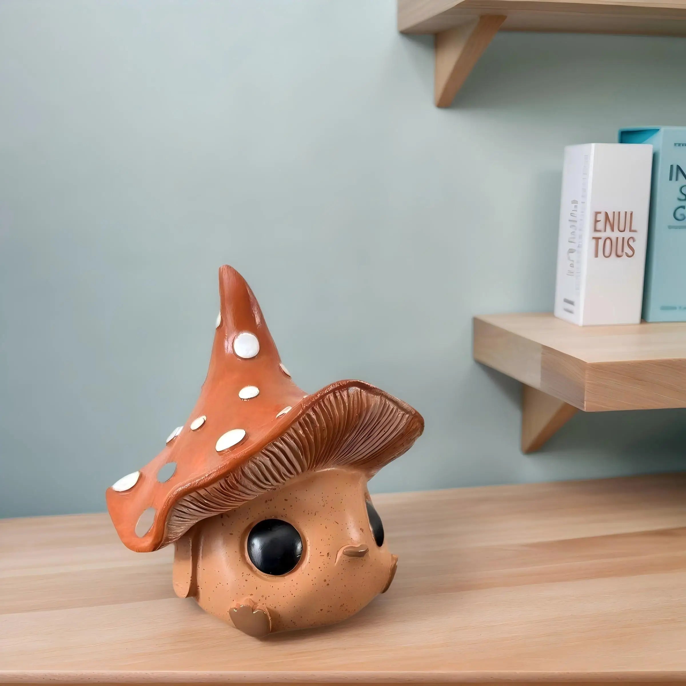 Charming and Adorable Mushroom Elf Statue, with Wide Open Eyes and a Pouty Mouth, Suitable for Home and Office Decoration, a Great Choice for Holiday Gifts, Featuring a Unique Design and Natural Style.