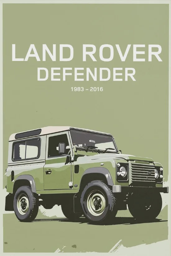 L-and-R-over Defender 90 Offroad Poster Classic Retro Automotive Poster Canvas Prints Classic Off-road Vehicle Aesthetic Print