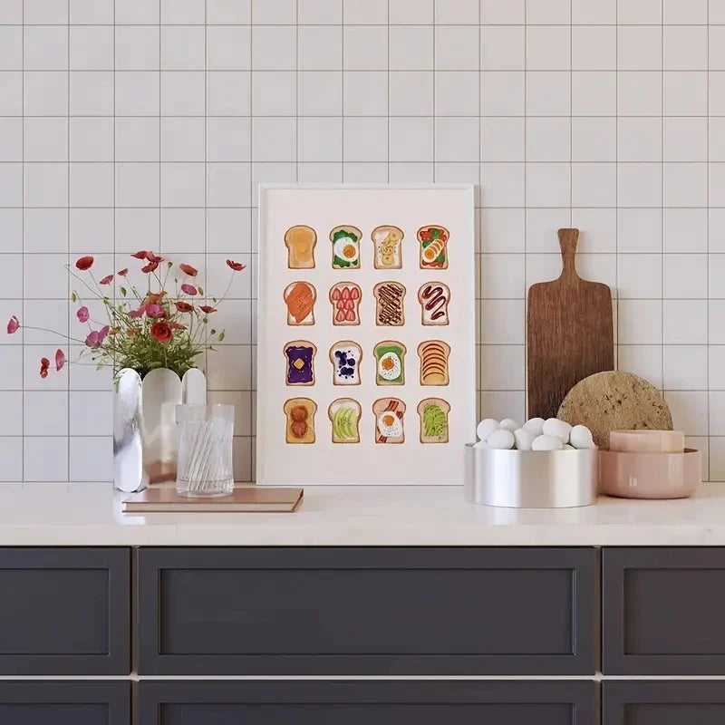 Modern Kitchen Bread And Sandwiches Wall Art Prints Canvas Painting Poster Picture For Living Bed Kids Room Home Decor
