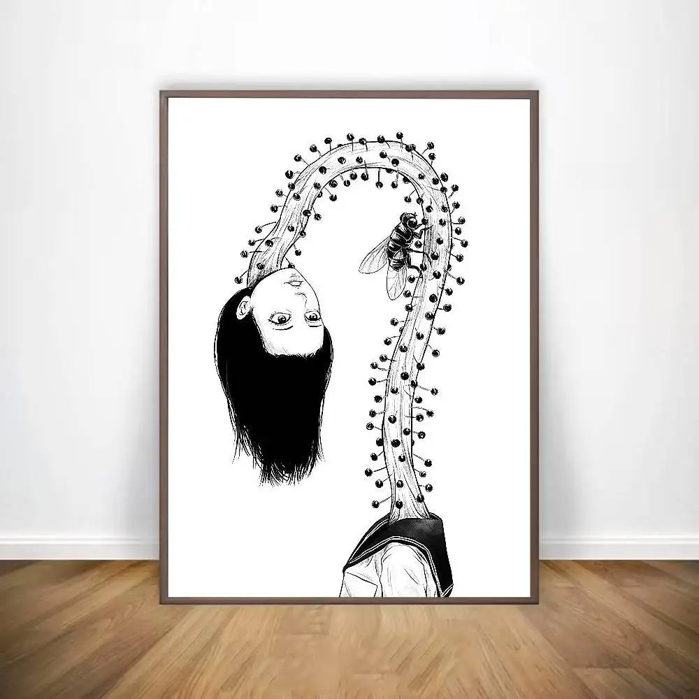 Black And White Ito Junji Tomie Poster HD Art Sticky Wall Waterproof Home Living Room Bar Decoration