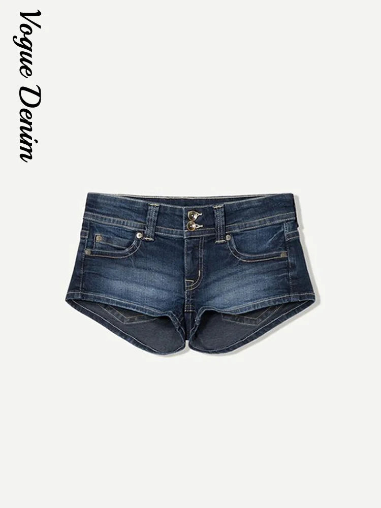 Summer Sexy Woman Denim Mini Pants Slim Low Waist Pockets Straight Short Jeans 2026 New Fashion High Street Women's Trousers