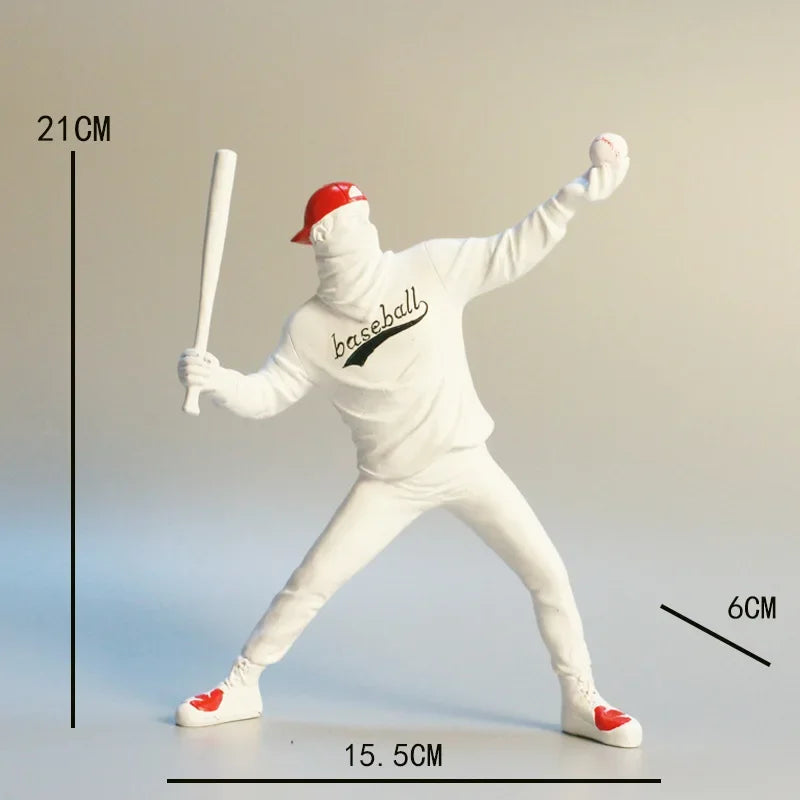 Home Decor Resin Street Abstract Art Statue Sculpture Figurine Baseball Figure Toy Study Room Home Interior Decor Decoration