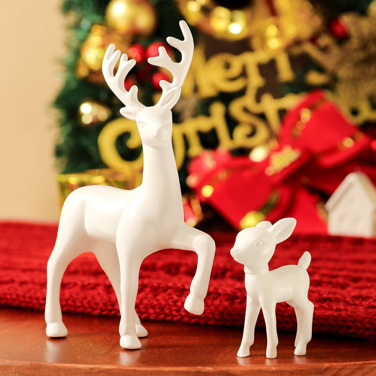 2 pcs/set, Christmas reindeer family set, Christmas Decor, Resin Statue Festive Home Decorations, Indoor Decor ,Christmas gifts.