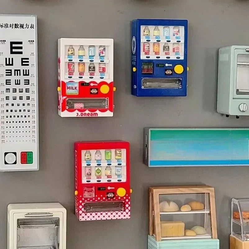 Mini Simulation Model Light Sign Fridge Magnets Dollhouse Vending Machine Magnetic Sticker for Refrigerator DIY Home Decoration