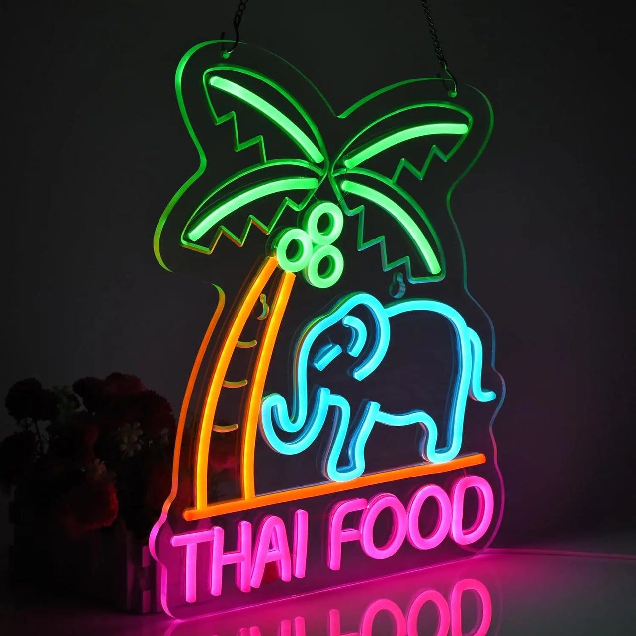 THAI FOOR Neon Sign LED Thailand Neon Light Sign for Shop Signage Shop Indoor Restaurant Bar Sign Shop Decoration USB Powered