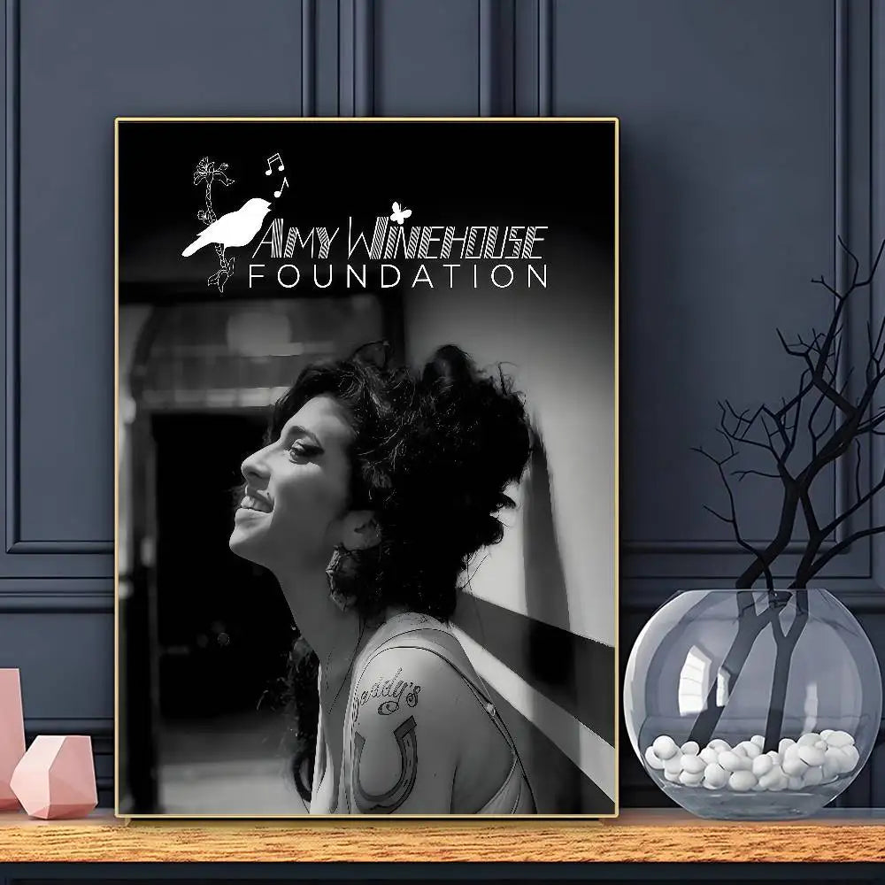 Pop Singer Amy Winehouse Poster HD Art Sticky Wall Waterproof Home Living Room Bar Decoration