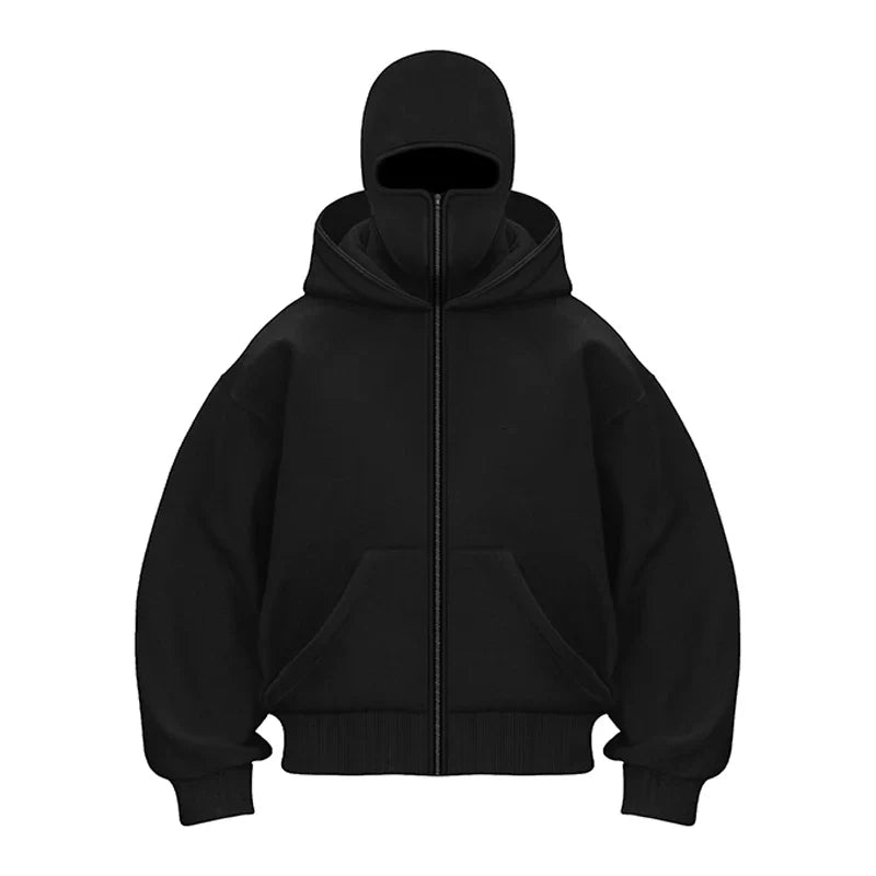Plain Design Hooded Zip Up Sweatshirt for Men Women Autumn Winter Ins Style Couple Matching