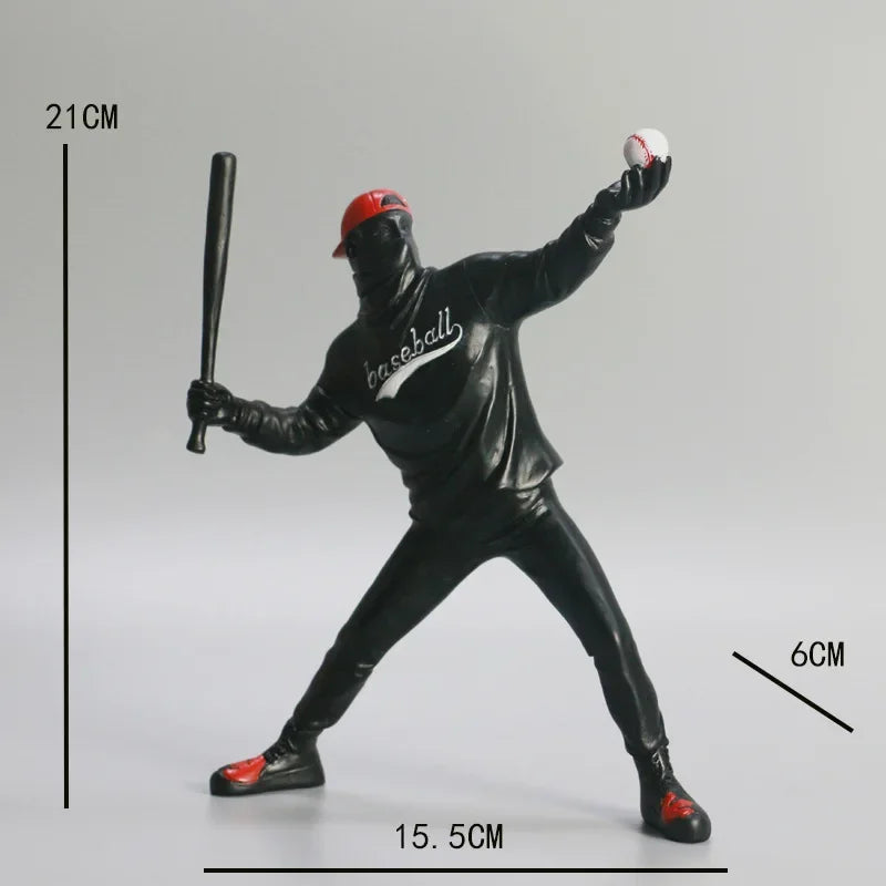 Home Decor Resin Street Abstract Art Statue Sculpture Figurine Baseball Figure Toy Study Room Home Interior Decor Decoration