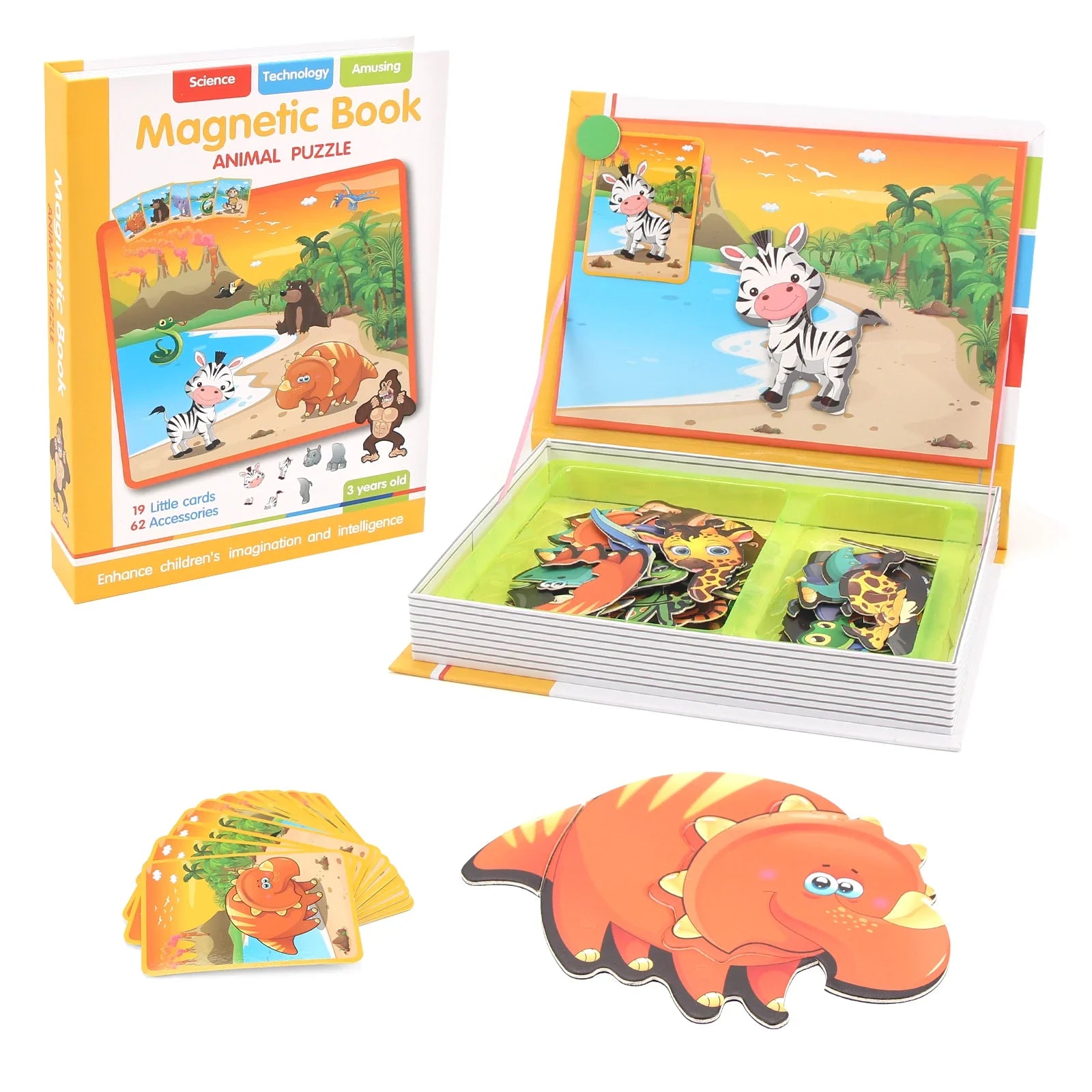 Kids Intelligent 3D Jigsaw Toys Magnetic Puzzle Book Brain Training Games Educational Montessori Toys for Kids Gifts Xmas Toys
