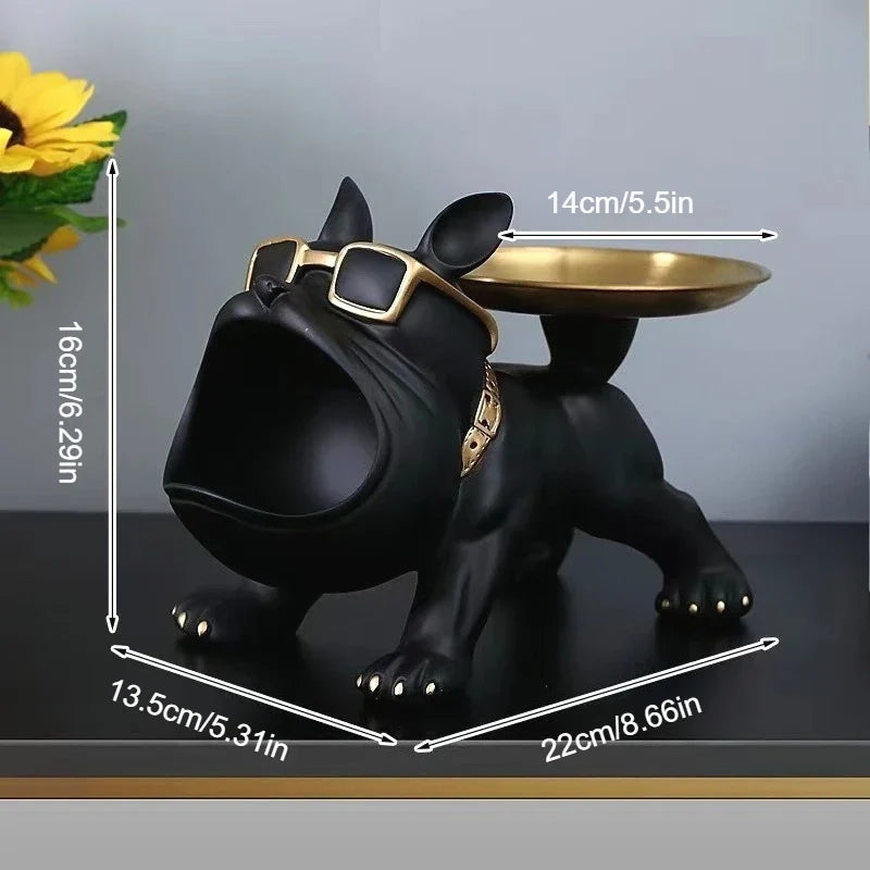 Resin Bulldog Statue With Zinc Alloy Handcrafted Pet Decor Figurine for Home Desk Bookshelf Men Women Storage Key Holder Jewelry