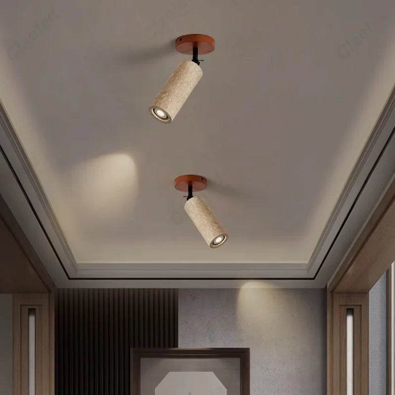 Retro LED Yellow Cave Stone Walnut Wall Lamp Lighting Dining Room Living Room Corridor Bedroom Bedside Lighting