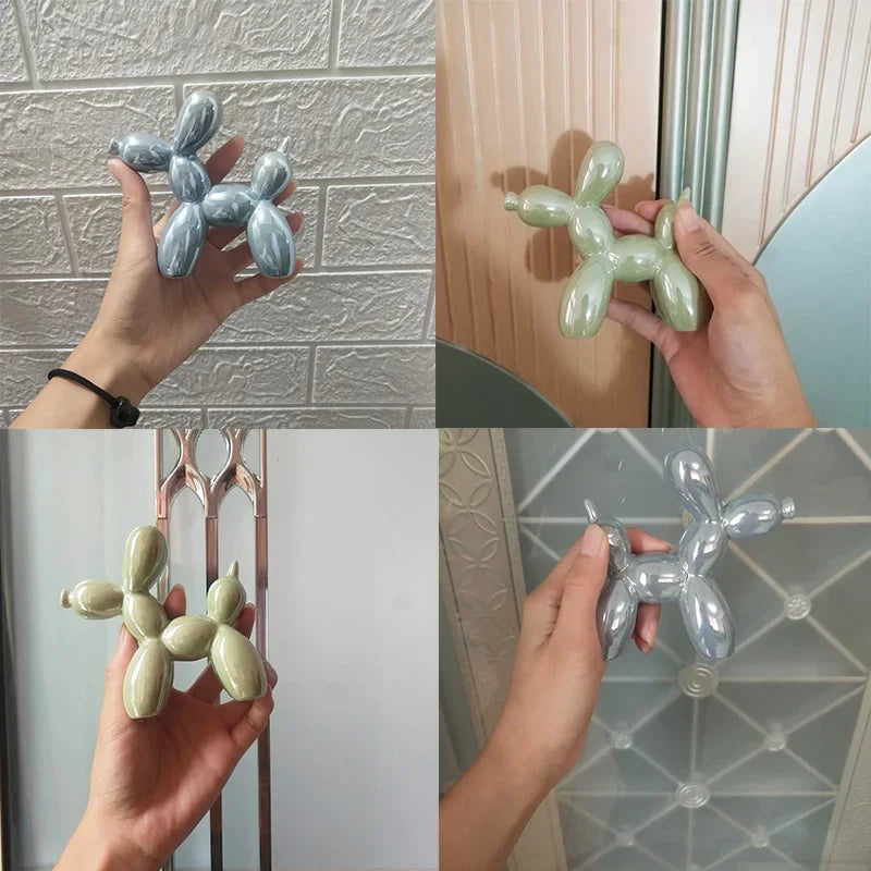 Nordic Ceramic Balloon Dog Abstract Ornament Creative Sculpture Study Room Statue Home Office Accessories Festival Decoration