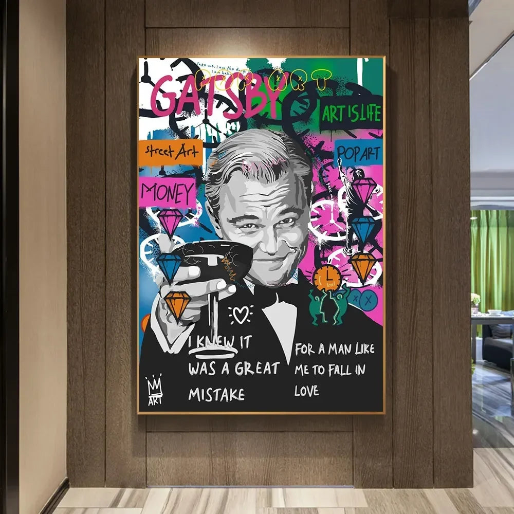 Classic Abstract Wall Art Creative Graffiti The Great Gatsby Canvas Print Poster Home Living Room Bedroom Decorative Painting