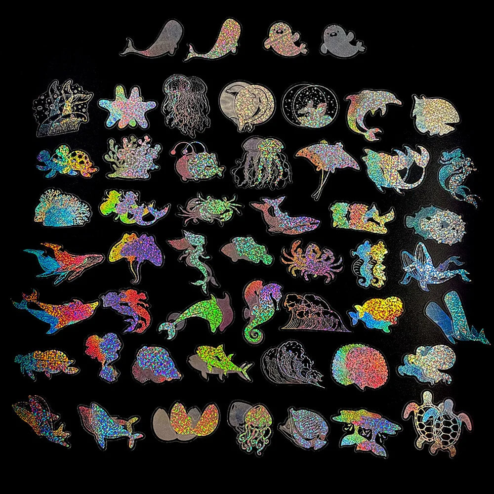 100pcs Cute Cartoon Anime Laser Holographic Stickers Aesthetic Butterfly Decal Scrapbook Laptop Phone Car Funny Sticker for Girl