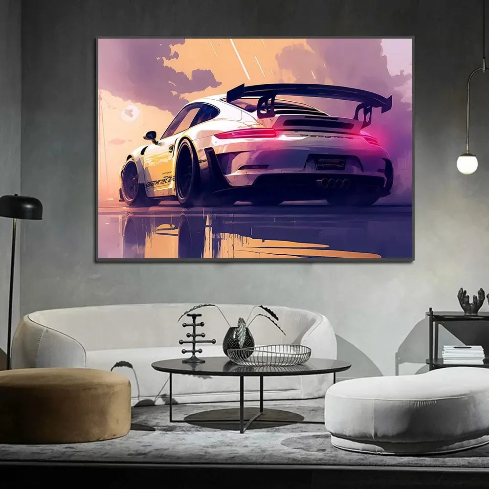 911 GT3 RS Car Generation Supercar Poster Canvsa Print Painting Home Decor Wall Art Decoration Gift For Car Lover Frameless