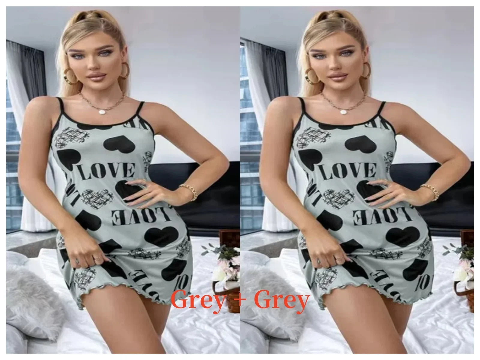 Summer New Women's Nightgown Beauty Back Thin Section Of Home Wear Sexy Halter Short Skirt Love Cartoon Cute Printing Pajamas