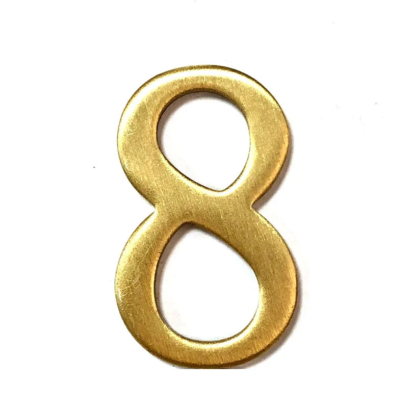 Brass House Number Self-Adhesive 3D Door Numbers Hotel Home Sticker Address Mailbox Numbers #0-9 Home Decoration