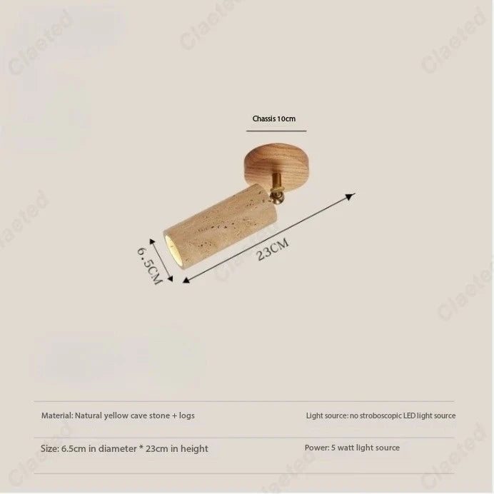 Retro LED Yellow Cave Stone Walnut Wall Lamp Lighting Dining Room Living Room Corridor Bedroom Bedside Lighting