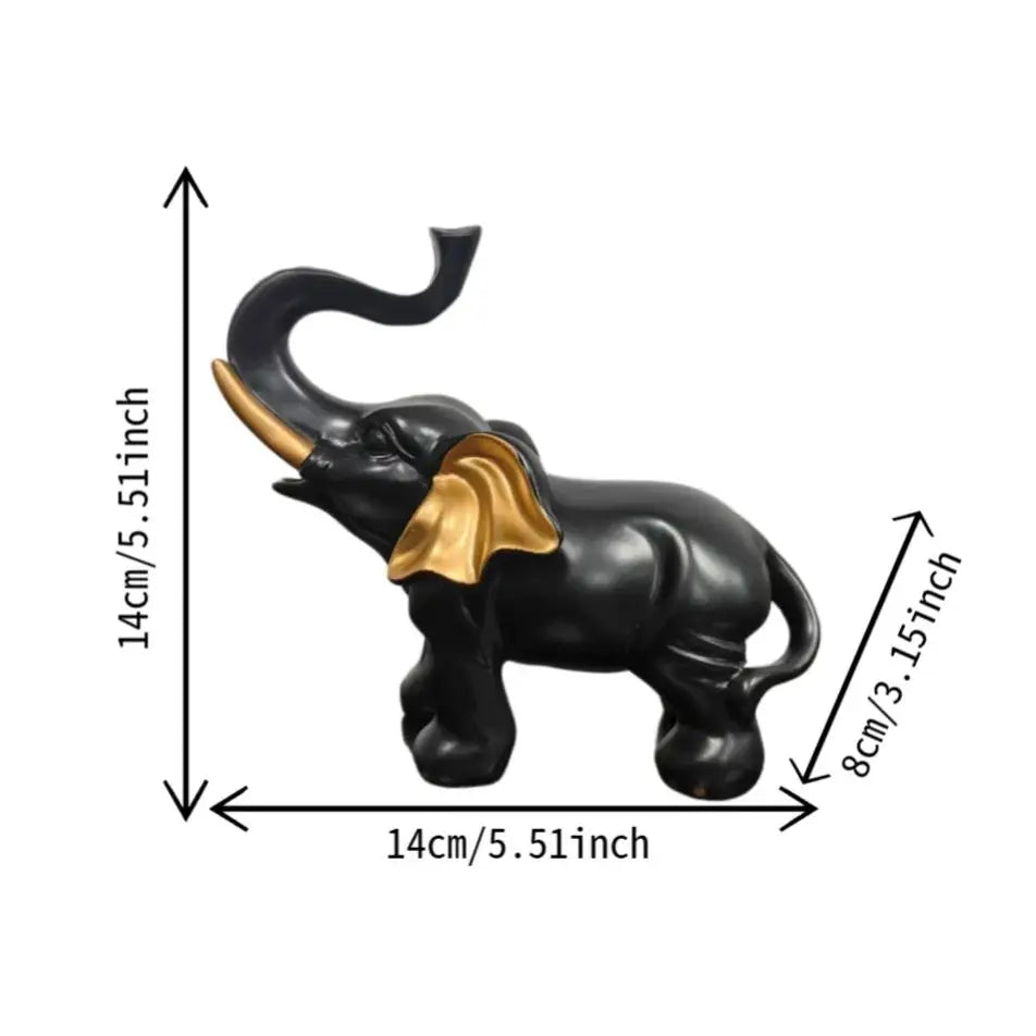 1 Piece of Black Gold Lucky Elephant Statue Ornament, Accessible Luxury Art Style, Living Room Desktop Decoration, Home Soft Decoration Display Good Items
