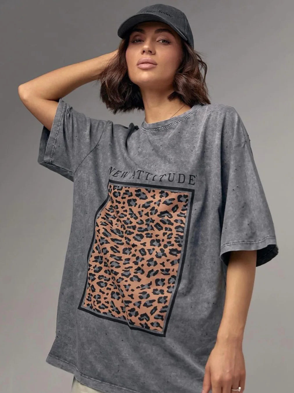 2025 new casual versatile 100% heavyweight cotton short-sleeved t-shirt female washed black do old retro American ins loose top