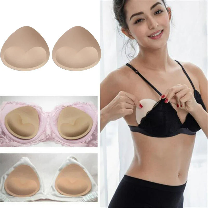 1pair Thick Sponge Bra Pads for Women Swimsuit Breast Push Up Breast Enhancer Removeable Bra Pads Inserts Cups Bra Accessories