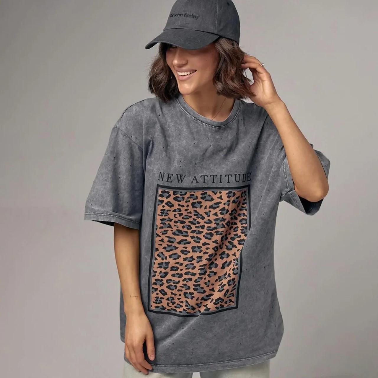 2025 new casual versatile 100% heavyweight cotton short-sleeved t-shirt female washed black do old retro American ins loose top